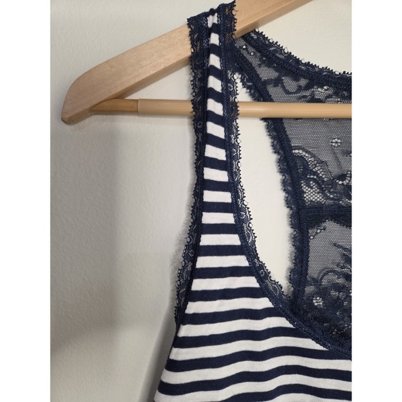 NWT Vtg Abercrombie & Fitch Womans Y2K Tank Top Size L Blue & White Lace T-back - Picture 4 of 6